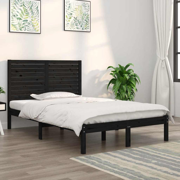vidaXL Solid Wood Bed Black 140x190 cm