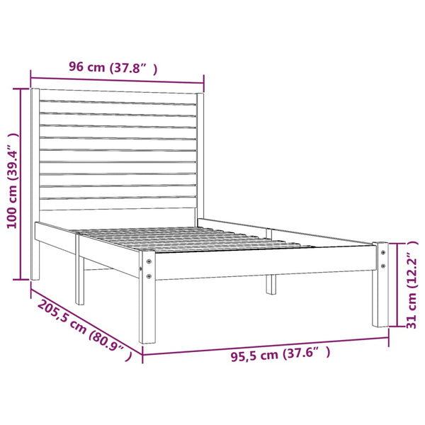 vidaXL Solid Wood Bed 90x200 cm
