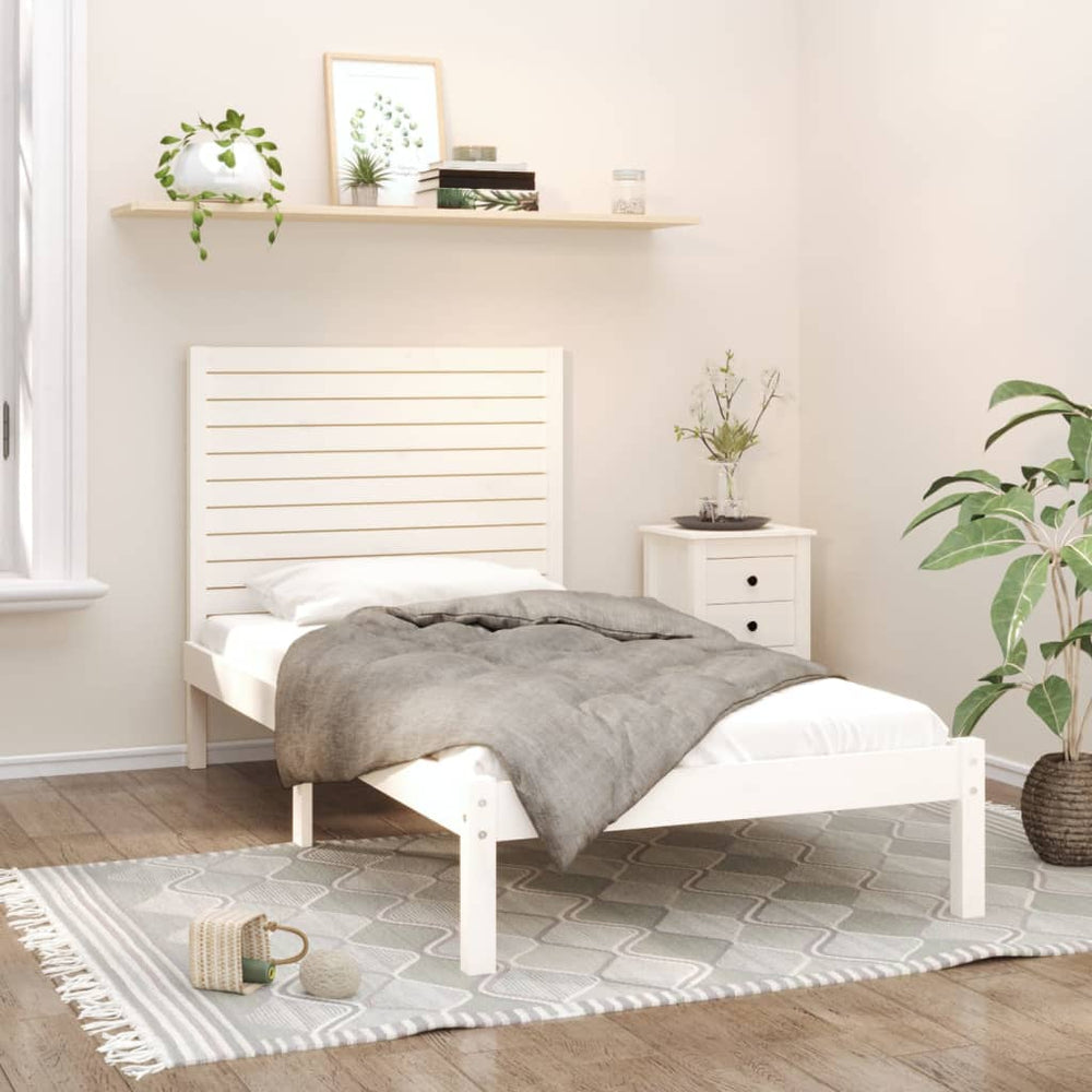vidaXL Solid Wood Bed White 90x200 cm