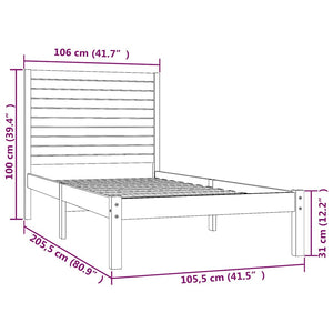 vidaXL Solid Wood Bed 100x200 cm