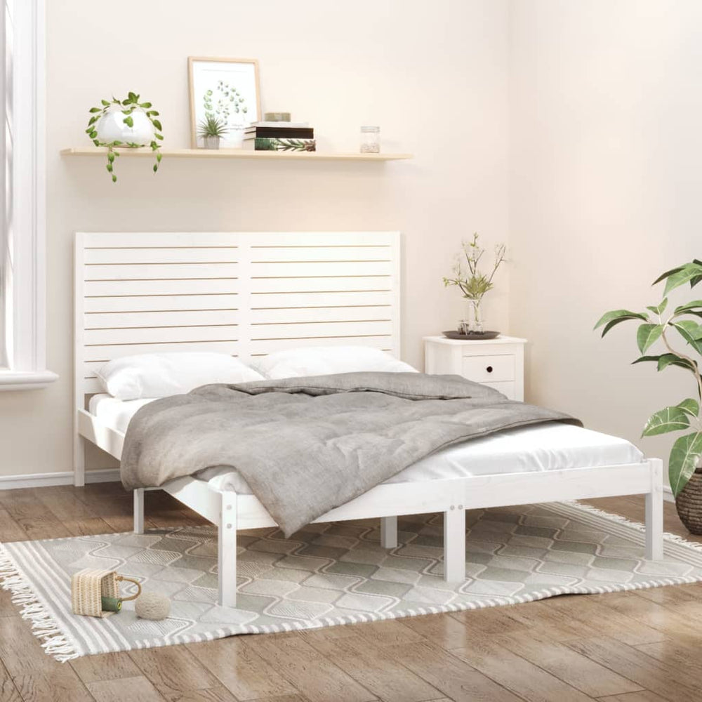 vidaXL Solid Pine Bed White 120x200 cm