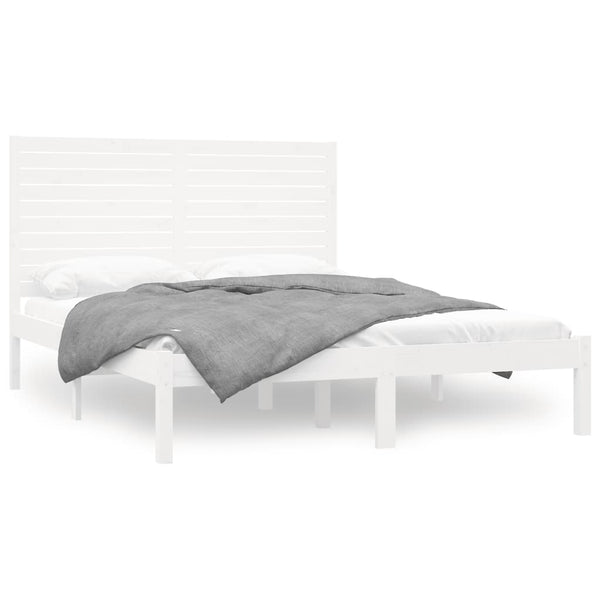 vidaXL Solid Wood Bed White 140x200 cm
