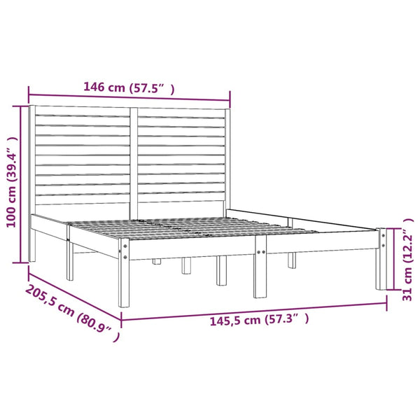 vidaXL Solid Wood Bed White 140x200 cm