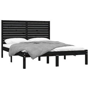 vidaXL Solid Wood Bed Black 150x200 cm
