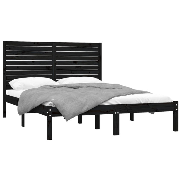 vidaXL Solid Wood Bed Black 150x200 cm