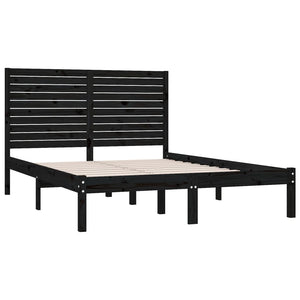 vidaXL Solid Wood Bed Black 150x200 cm