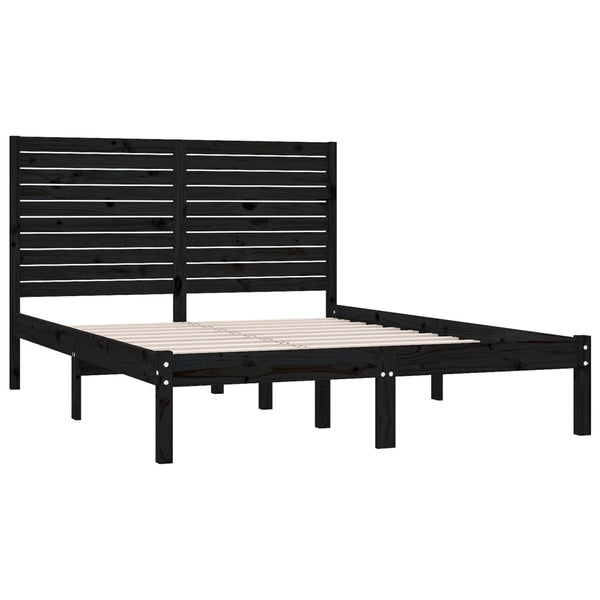 vidaXL Solid Wood Bed Black 150x200 cm