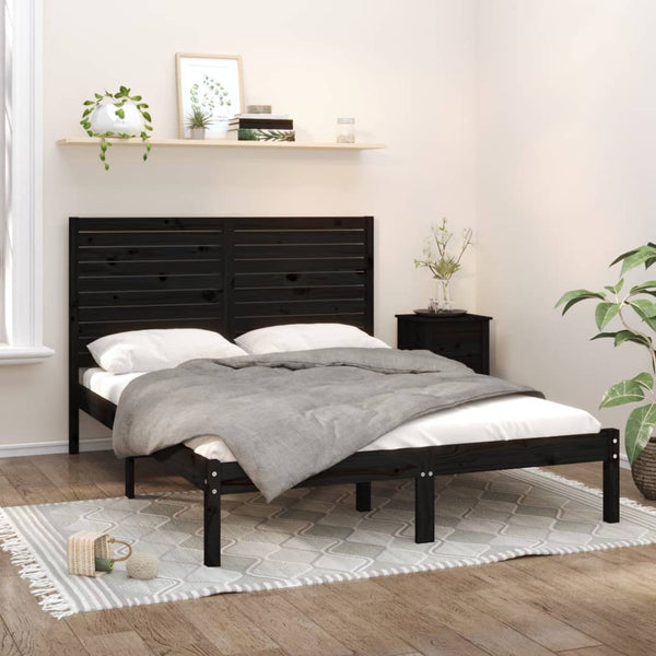 vidaXL Solid Wood Bed Black 150x200 cm