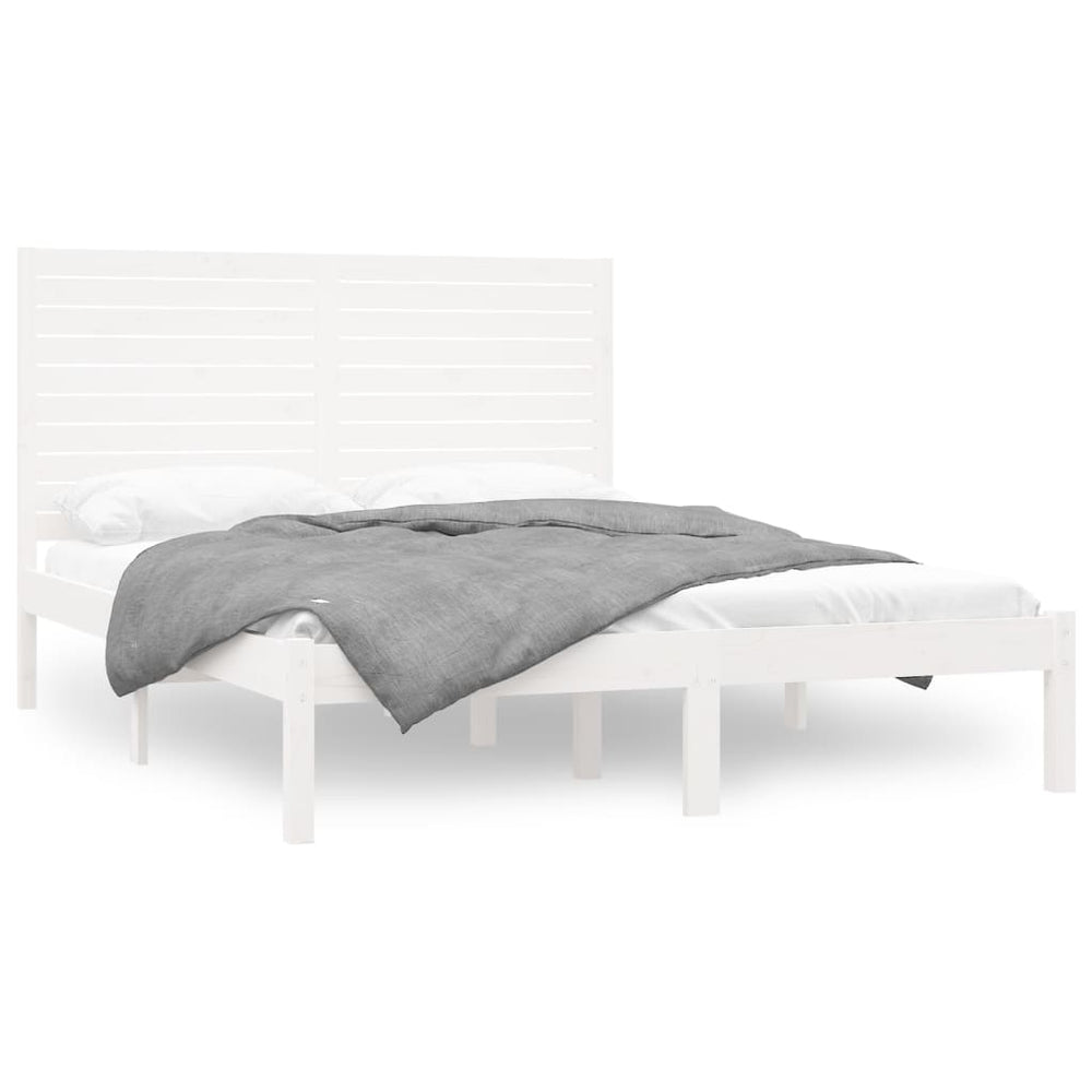 vidaXL Solid Pine Wood Bed White 160x200 cm