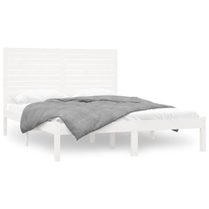 vidaXL Solid Pine Wood Bed White 160x200 cm