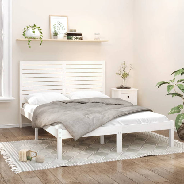 vidaXL Solid Pine Wood Bed White 160x200 cm