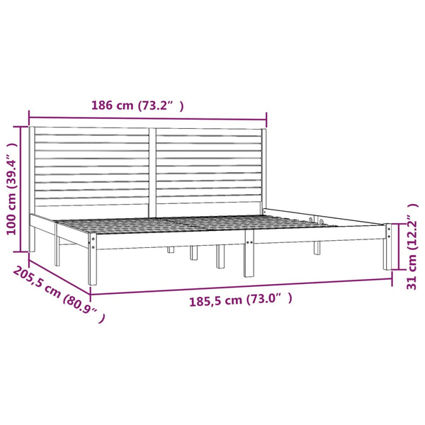 vidaXL Solid Wood Bed White 180x200 cm