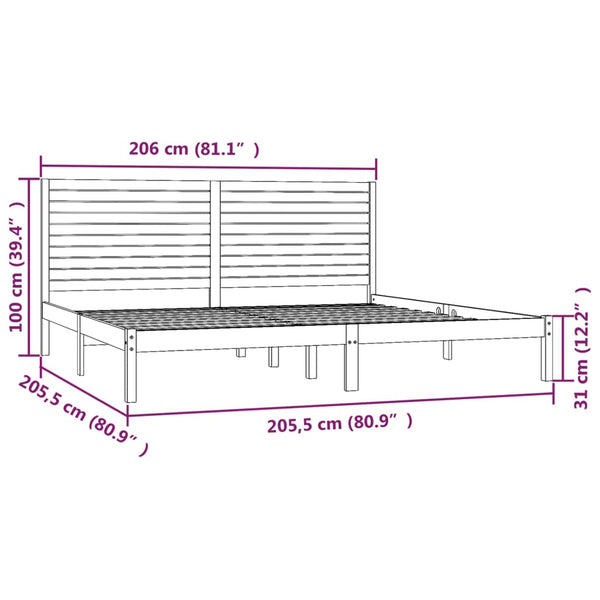 vidaXL Solid Wood Bed 200x200 cm