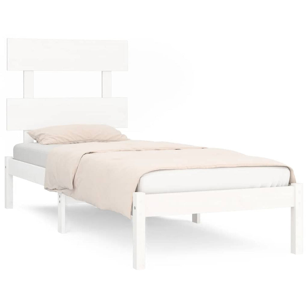 vidaXL Solid Wood Bed White 90x190 cm