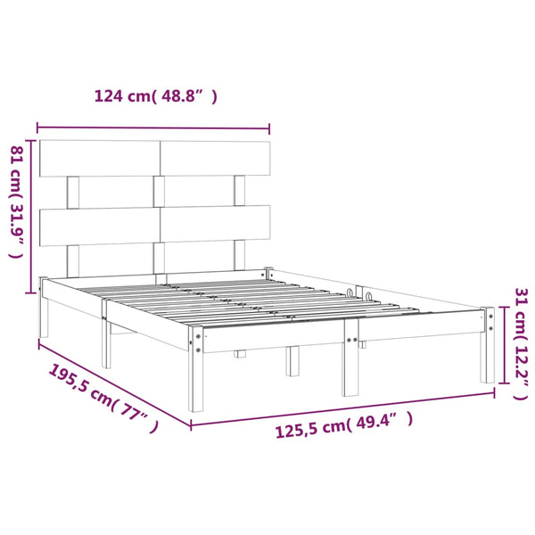 vidaXL Solid Wood Bed 120x190 cm