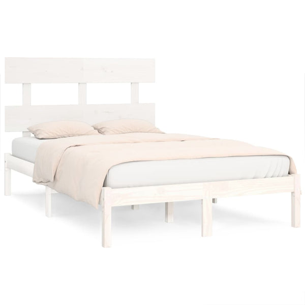vidaXL Solid Wood Bed White 120x190 cm