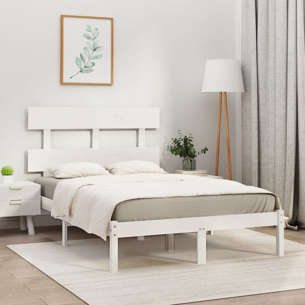 vidaXL Solid Wood Bed White 120x190 cm