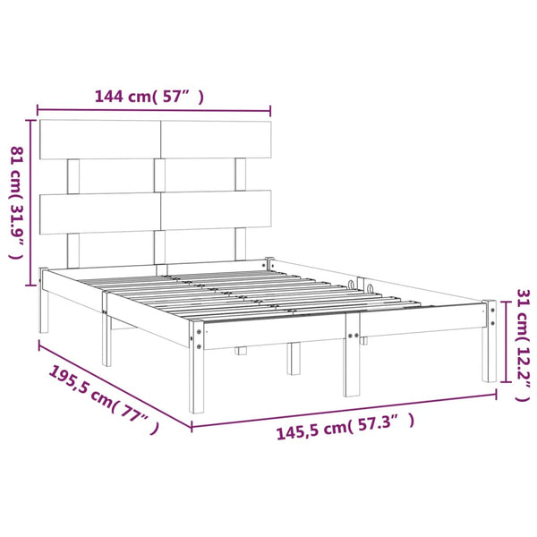 vidaXL Solid Wood Bed 140x190 cm
