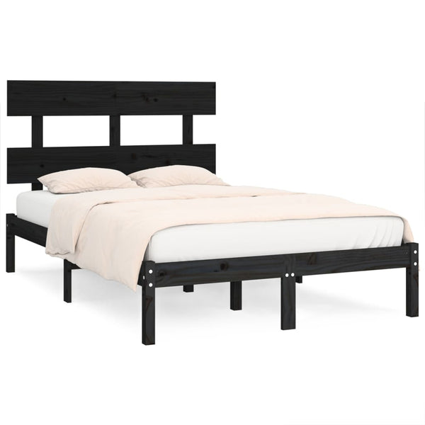 vidaXL Solid Wood Bed Black 140x190 cm