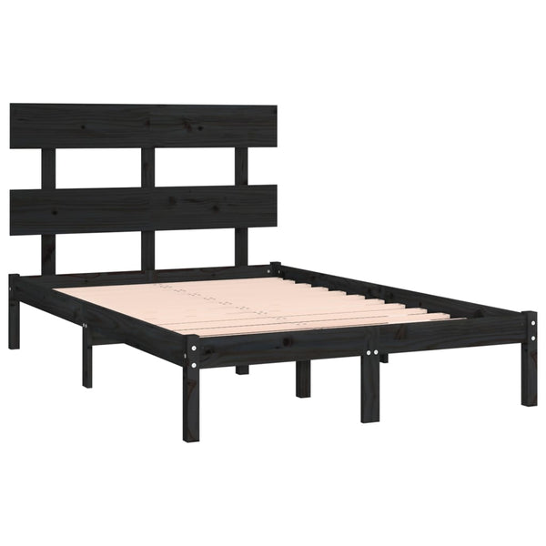 vidaXL Solid Wood Bed Black 140x190 cm