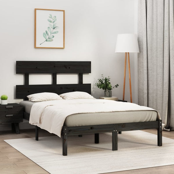 vidaXL Solid Wood Bed Black 140x190 cm