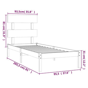 vidaXL Solid Wood Bed 90x200 cm