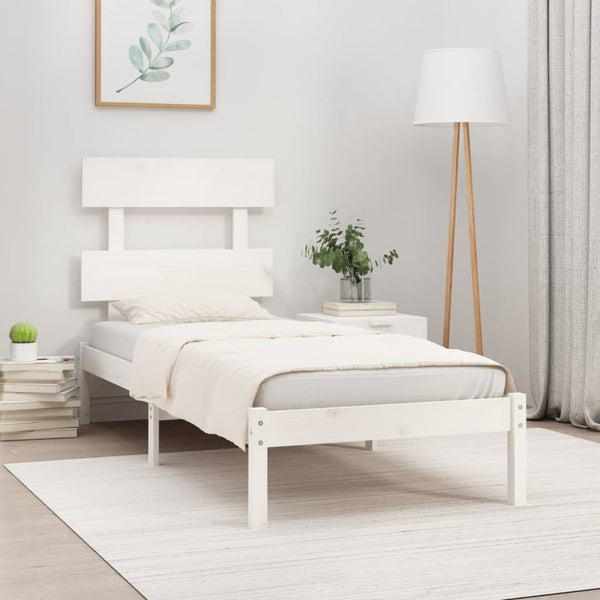 vidaXL Solid Wood Bed White 90x200 cm