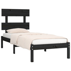 vidaXL Solid Wood Bed Black 100x200 cm