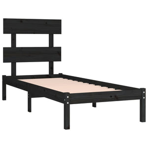 vidaXL Solid Wood Bed Black 100x200 cm