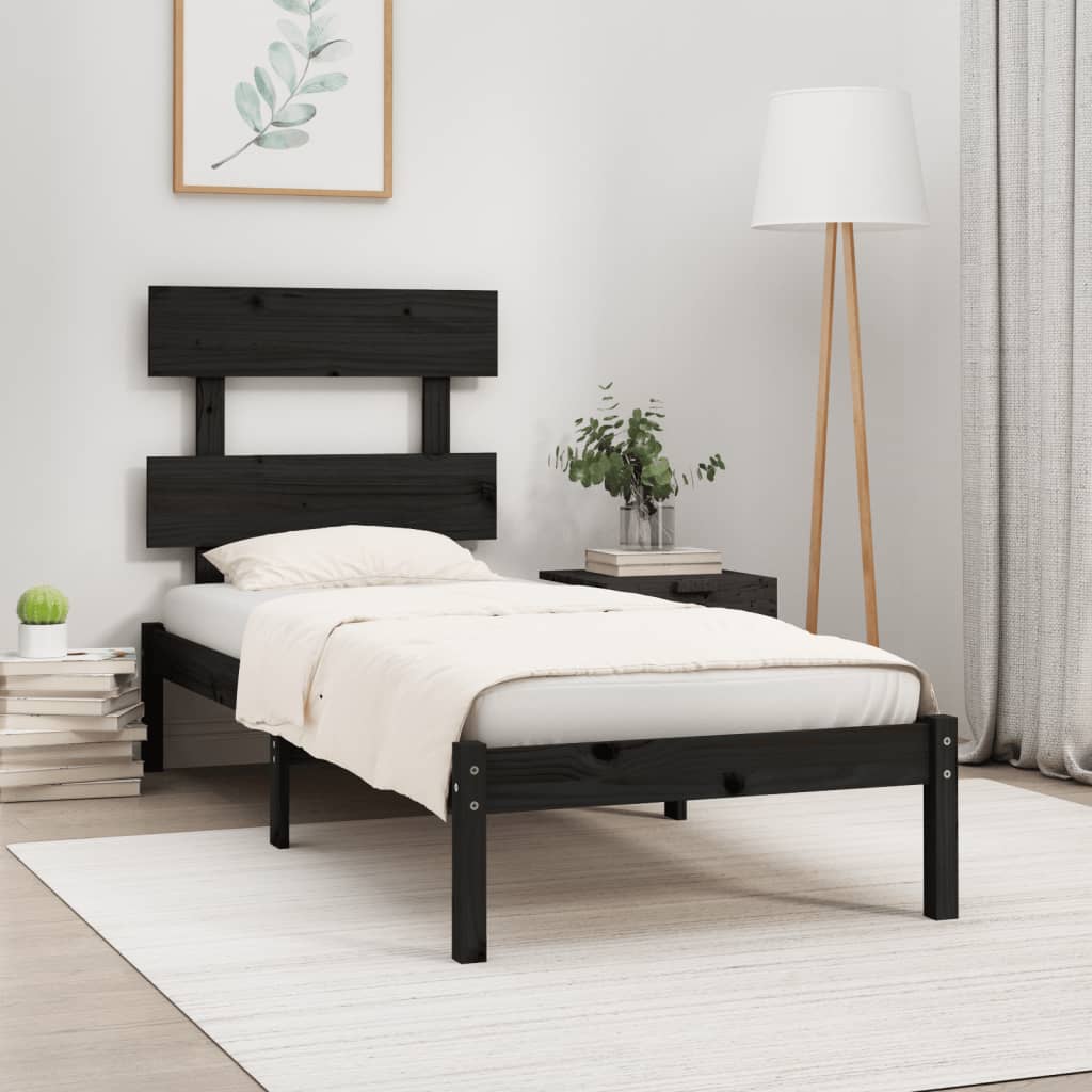vidaXL Solid Wood Bed Black 100x200 cm