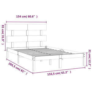 vidaXL Solid Wood Bed 150x200 cm
