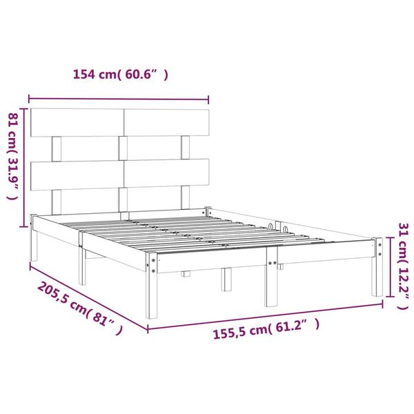 vidaXL Solid Wood Bed 150x200 cm