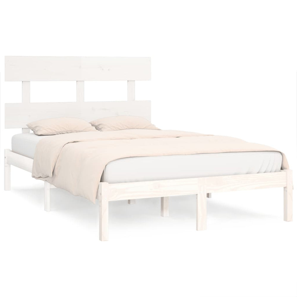 vidaXL Solid Pine Wood Bed White 160x200 cm