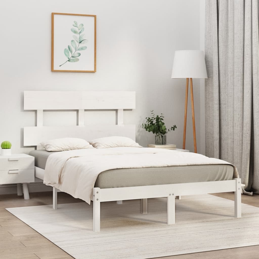 vidaXL Solid Pine Wood Bed White 160x200 cm