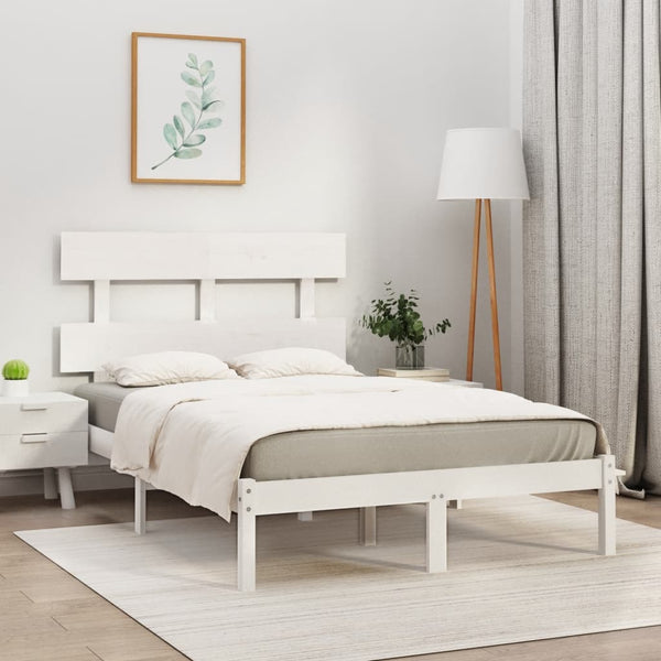 vidaXL Solid Pine Wood Bed White 160x200 cm