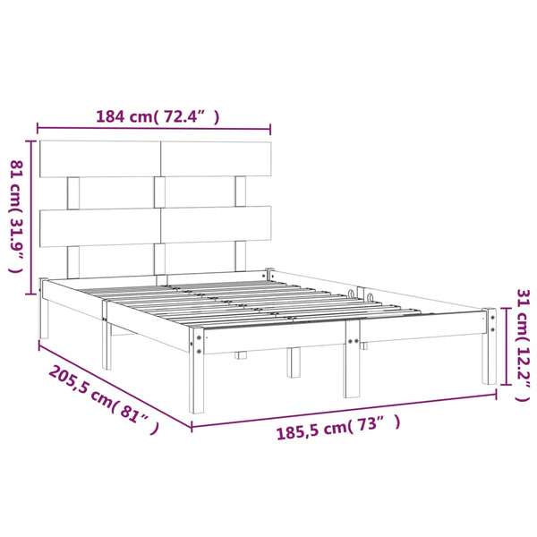 vidaXL Solid Wood Bed 180x200 cm