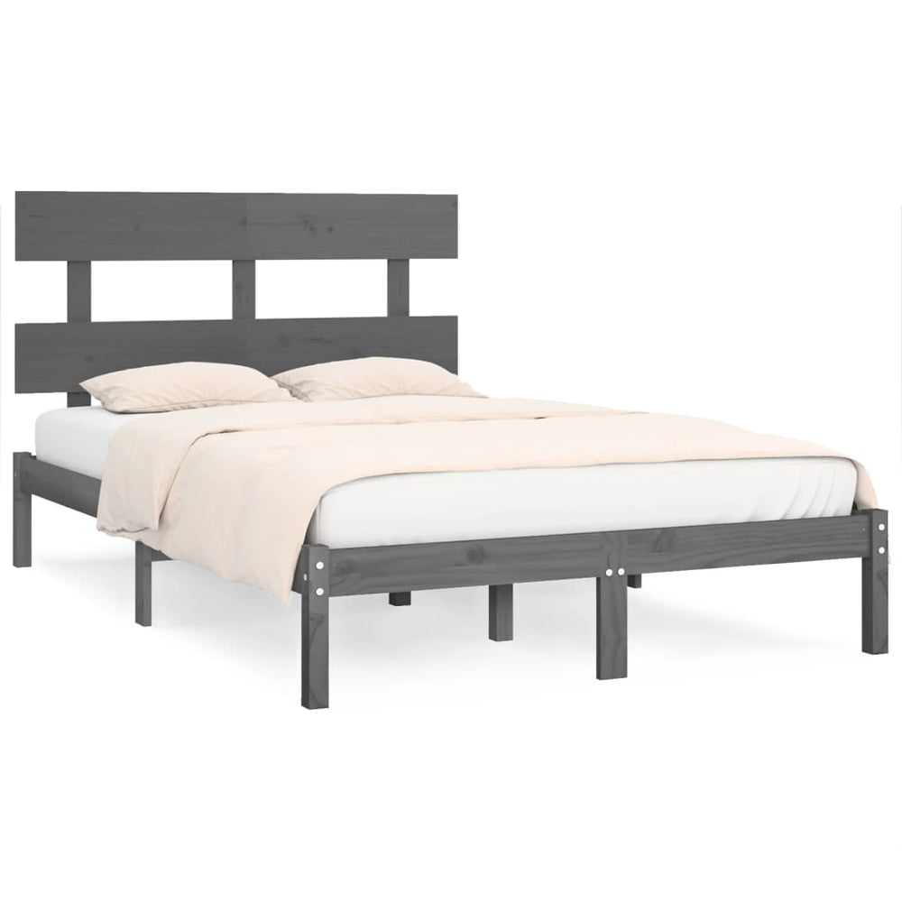 vidaXL Solid Wood Bed Grey 200x200 cm