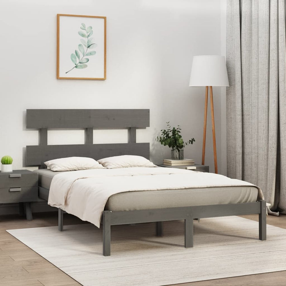vidaXL Solid Wood Bed Grey 200x200 cm