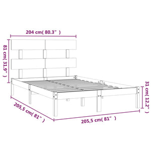 vidaXL Solid Wood Bed Black 200x200 cm