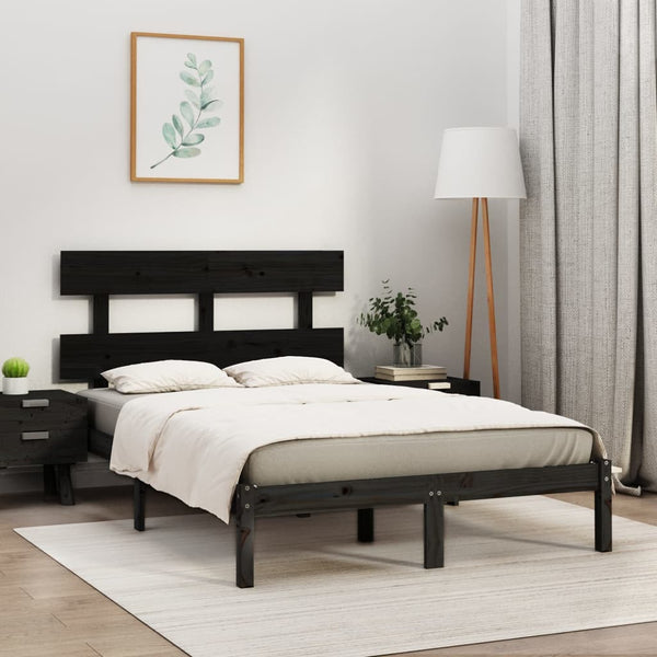 vidaXL Solid Wood Bed Black 200x200 cm