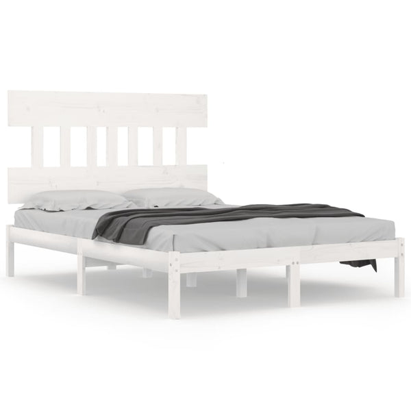 vidaXL Solid Wood Bed White 120x190 cm