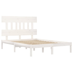 vidaXL Solid Wood Bed White 140x190 cm