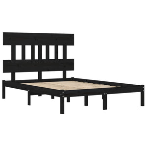vidaXL Solid Wood Bed Black 140x190 cm