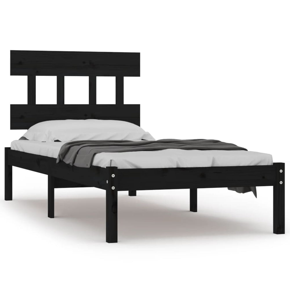 vidaXL Solid Wood Bed Black 100x200 cm