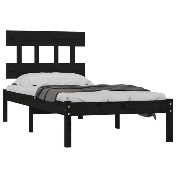 vidaXL Solid Wood Bed Black 100x200 cm