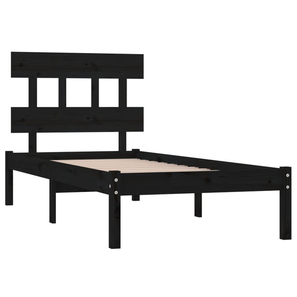 vidaXL Solid Wood Bed Black 100x200 cm