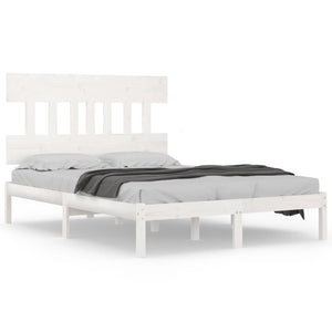 vidaXL Solid Wood Bed White 140x200 cm