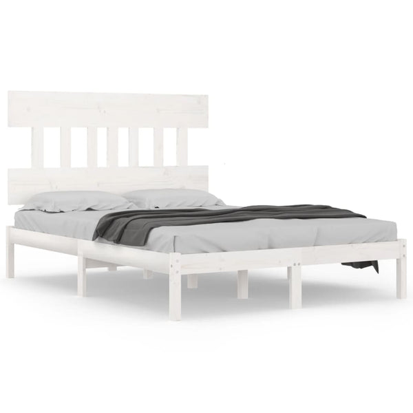 vidaXL Solid Wood Bed White 140x200 cm