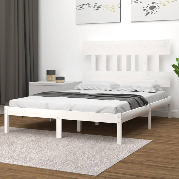 vidaXL Solid Wood Bed White 140x200 cm