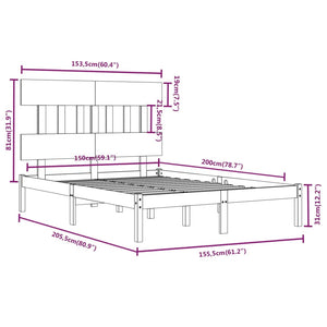 vidaXL Solid Wood Bed 150x200 cm